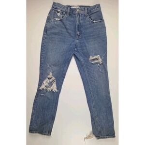 Abercrombie Fitch Women's The Mom High Rise Jeans Distressed Pockets Size 26/2R